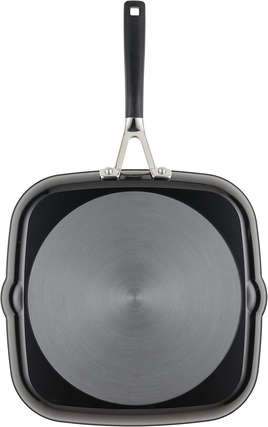 imageKitchenAid 84808 Hard Anodized Nonstick Square Grill PanGriddle with Pour Spouts 1125 Inch Onyx Black