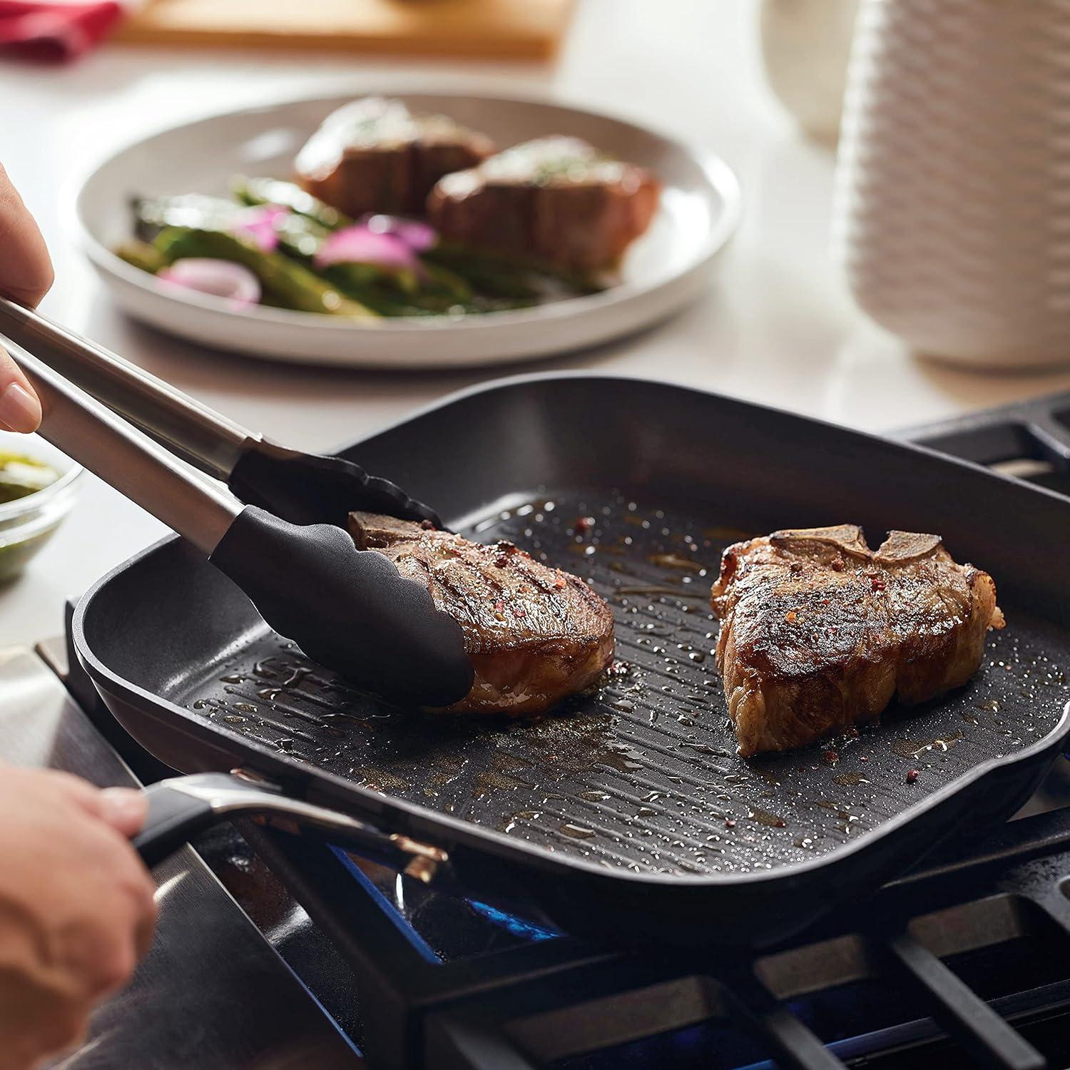 imageKitchenAid 84808 Hard Anodized Nonstick Square Grill PanGriddle with Pour Spouts 1125 Inch Onyx Black