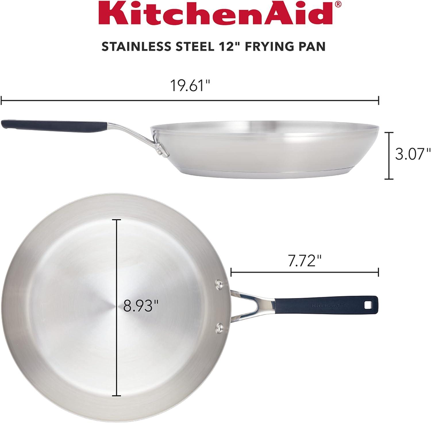 imageKitchenAid 71025 Stainless Steel Frying PanSkillet 12 Inch Brushed Stainless Steel