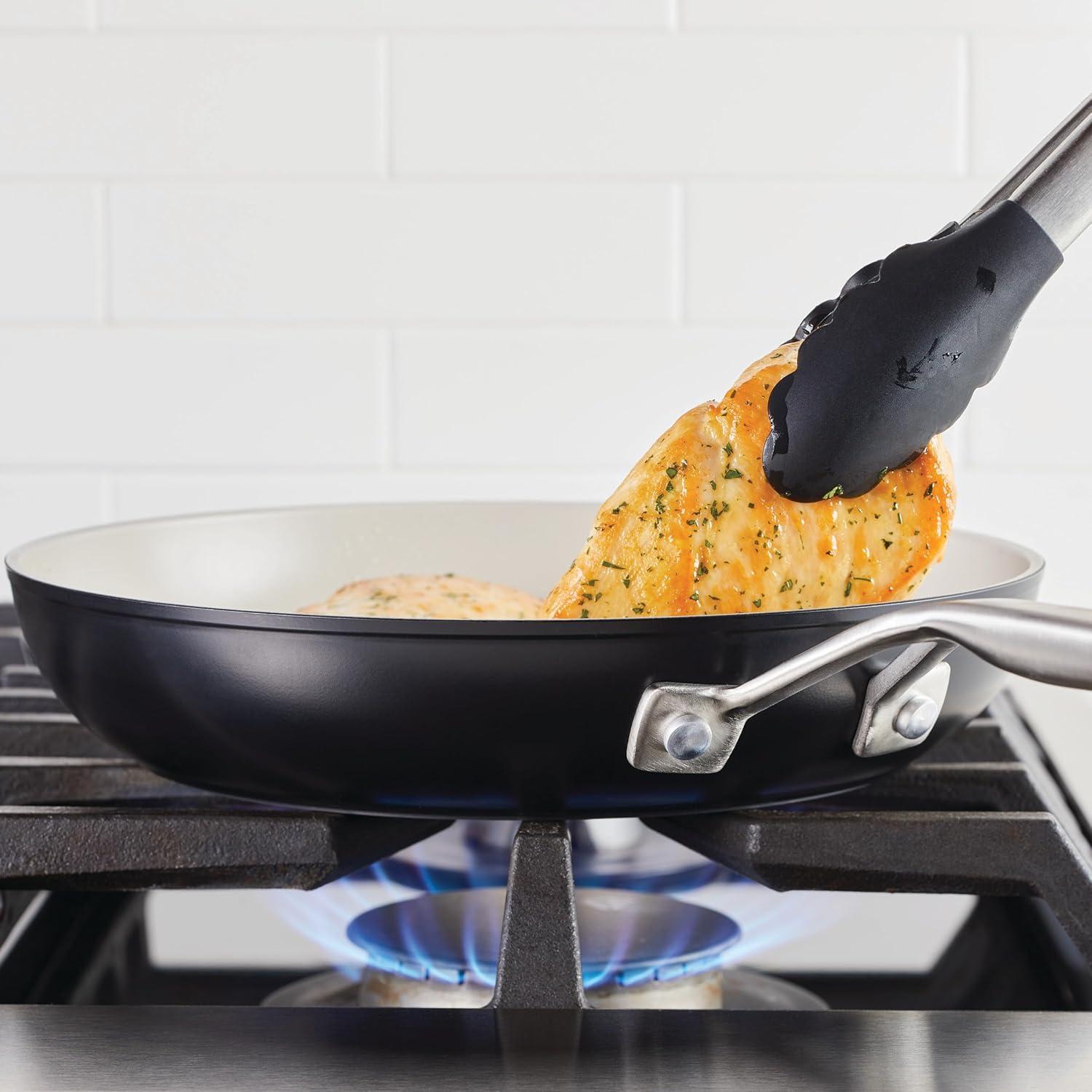 imageKitchenAid Hard Anodized Ceramic Nonstick Frying PanSkillet 10 Inch Empire RedMatte Black