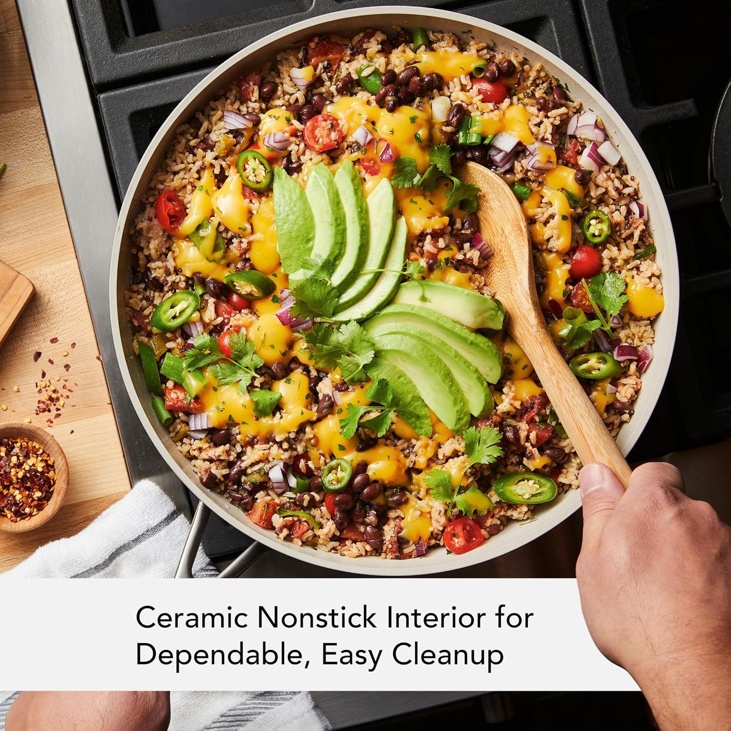 imageKitchenAid Hard Anodized Ceramic Nonstick Frying PanSkillet 10 Inch Empire RedMatte Black