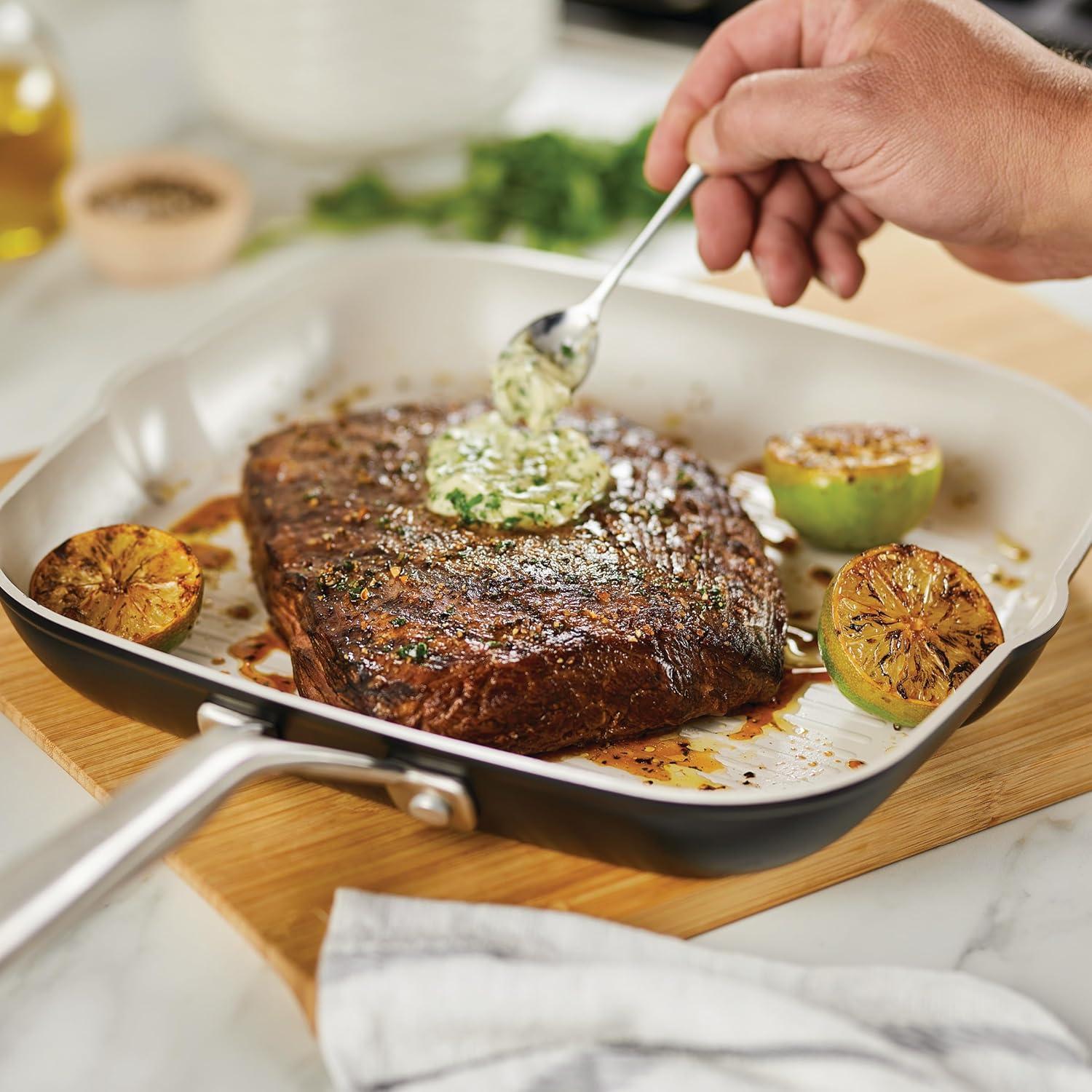 imageKitchenAid Hard Anodized Ceramic Nonstick Grill PanGriddle Square 1125 Inch Matte Black