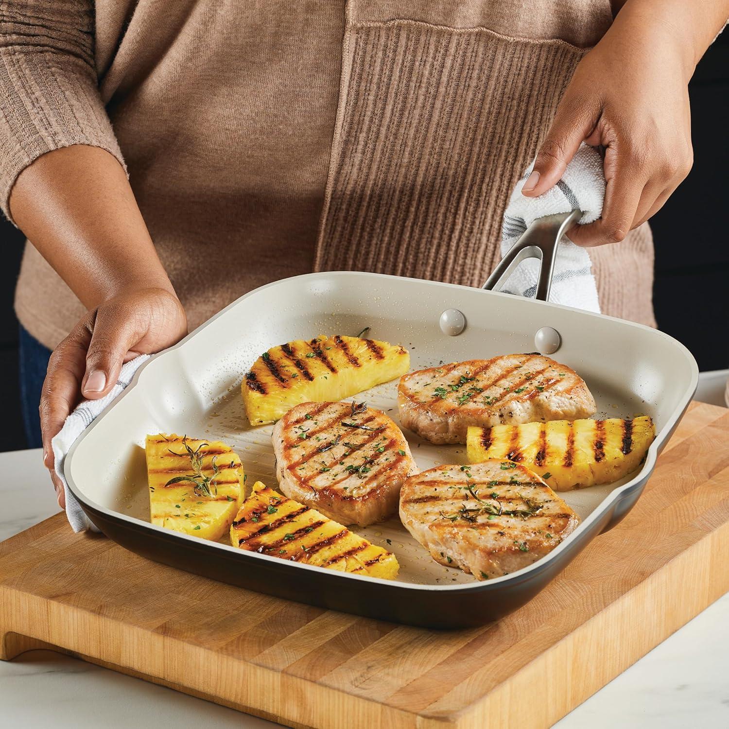 imageKitchenAid Hard Anodized Ceramic Nonstick Grill PanGriddle Square 1125 Inch Matte Black