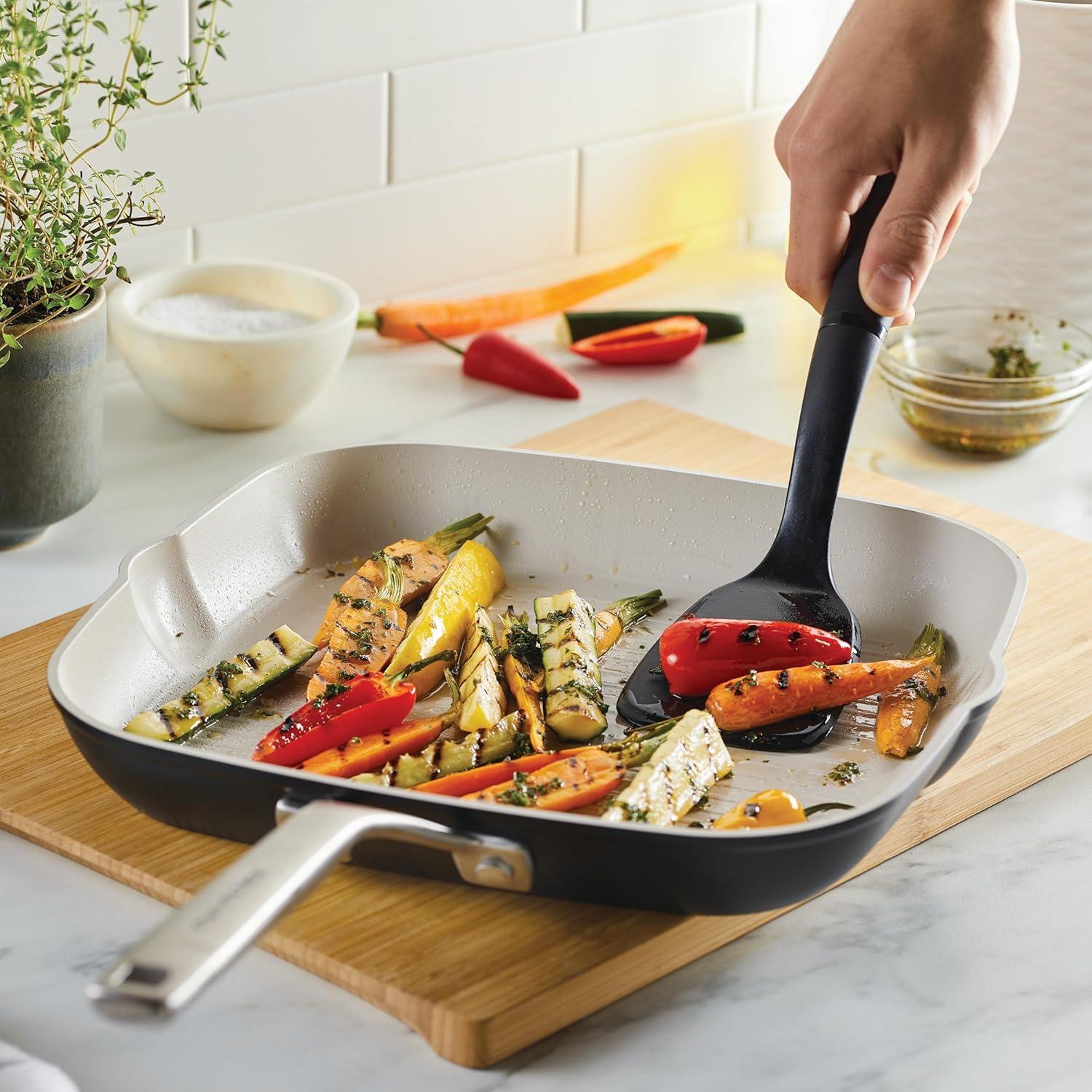 imageKitchenAid Hard Anodized Ceramic Nonstick Grill PanGriddle Square 1125 Inch Matte Black