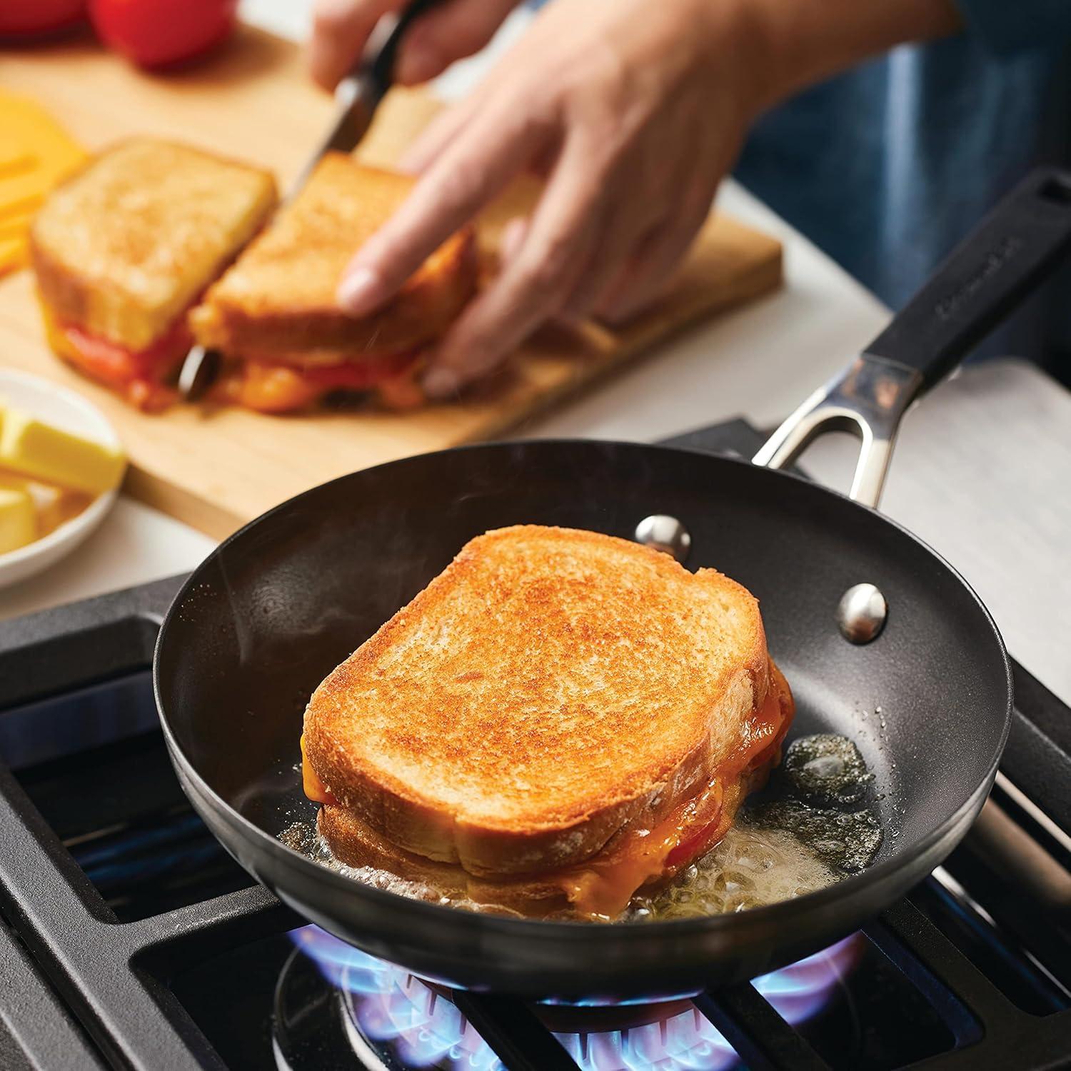 imageKitchenAid Stainless Steel Nonstick Frying PansSkillet Set 95 Inch and 12 Inch Brushed Stainless SteelBrushed Stainless Steel
