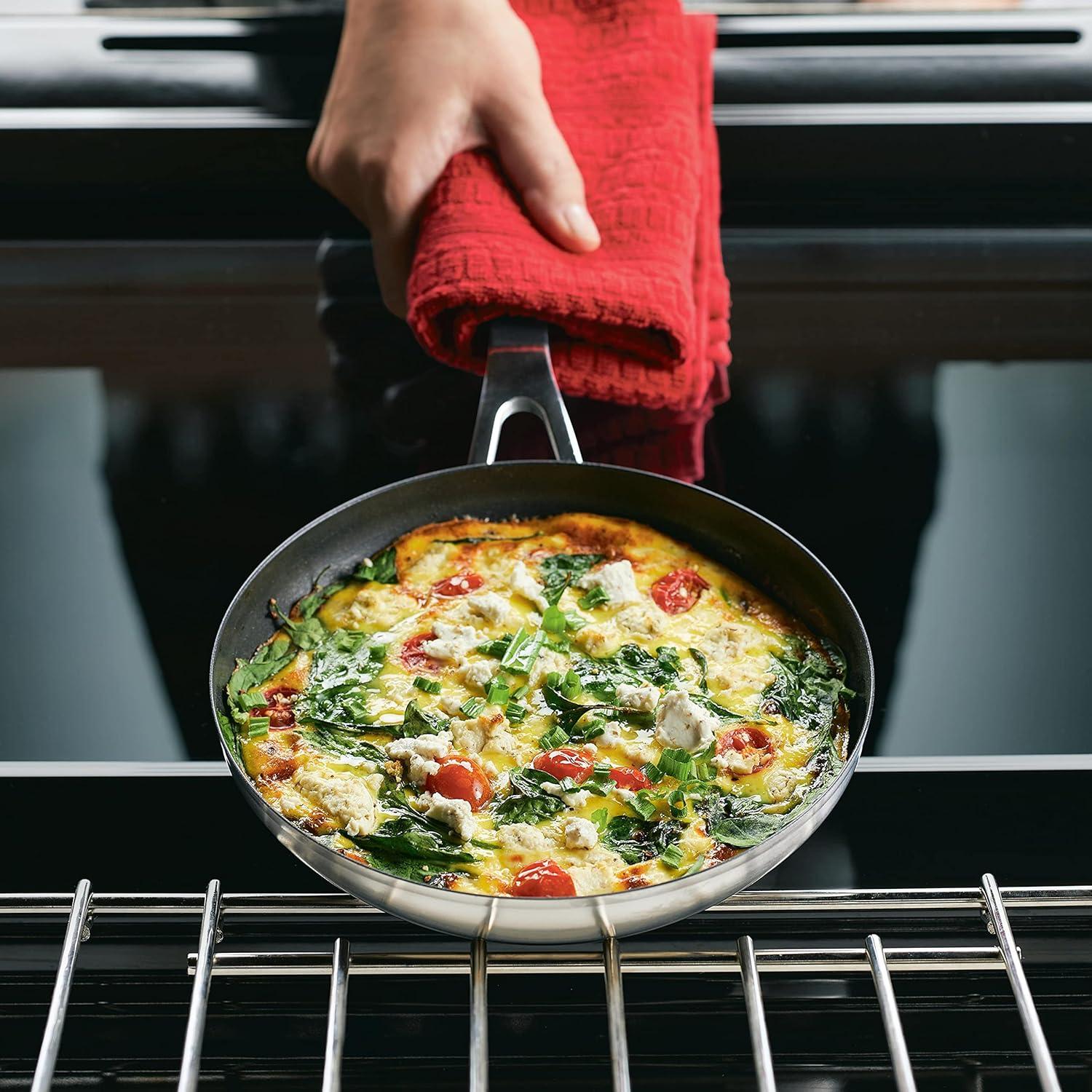 imageKitchenAid Stainless Steel Nonstick Frying PansSkillet Set 95 Inch and 12 Inch Brushed Stainless SteelBrushed Stainless Steel