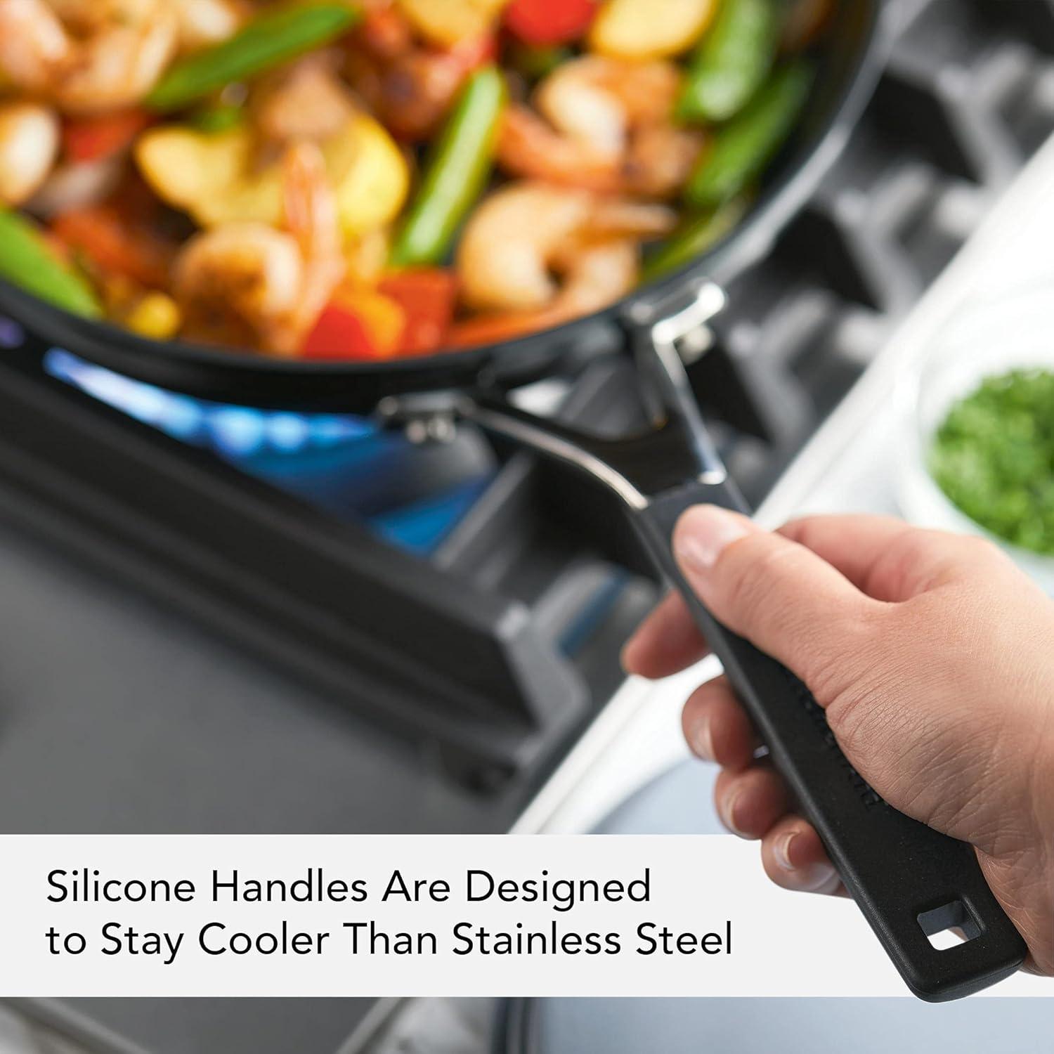imageKitchenAid Stainless Steel Nonstick Frying PansSkillet Set 95 Inch and 12 Inch Brushed Stainless SteelBrushed Stainless Steel