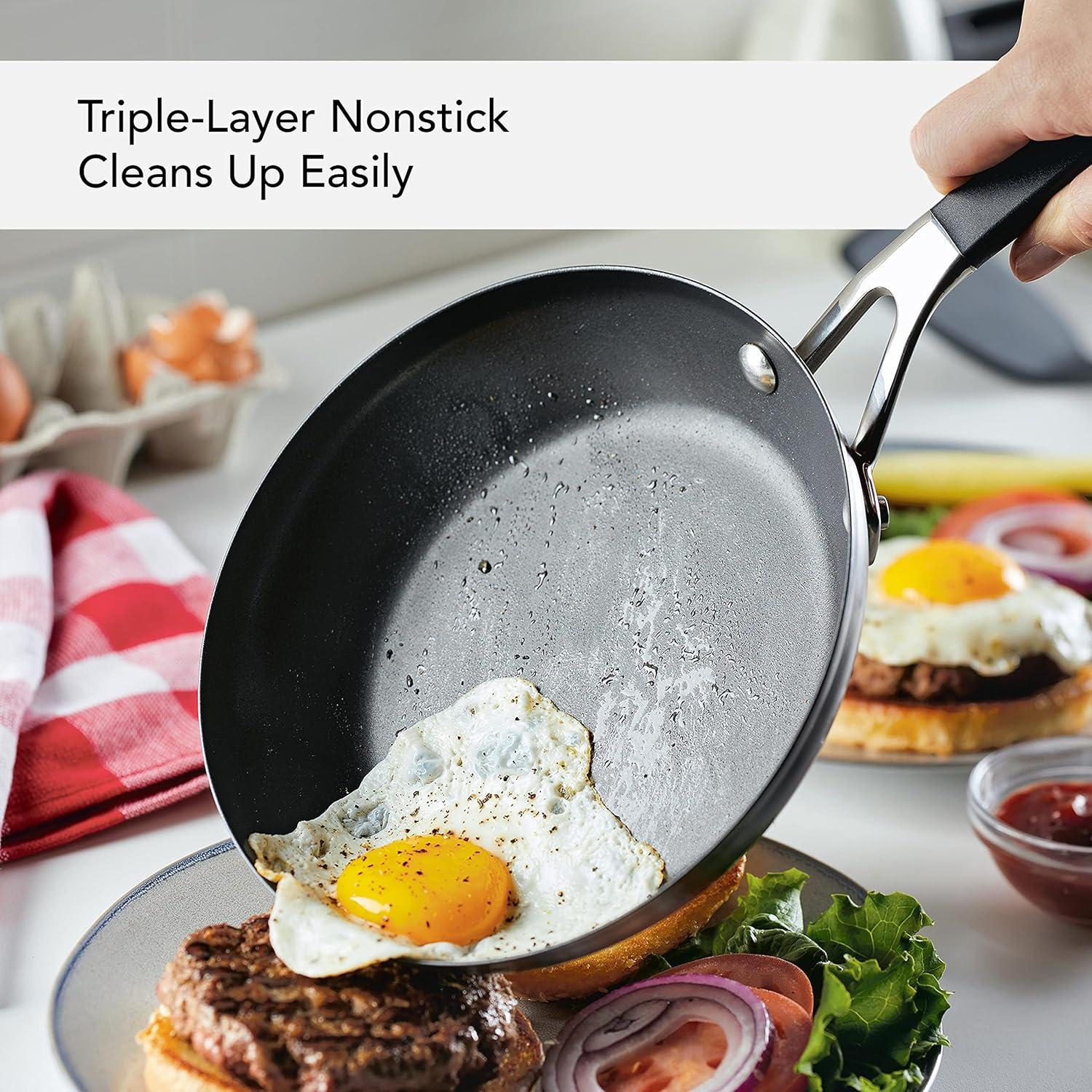 imageKitchenAid Stainless Steel Nonstick Frying PansSkillet Set 95 Inch and 12 Inch Brushed Stainless SteelBrushed Stainless Steel
