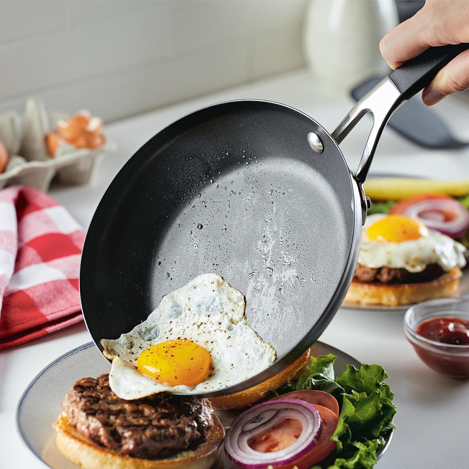 imageKitchenAid Stainless Steel Nonstick Frying PansSkillet Set 95 Inch and 12 Inch Brushed Stainless SteelBrushed Stainless Steel