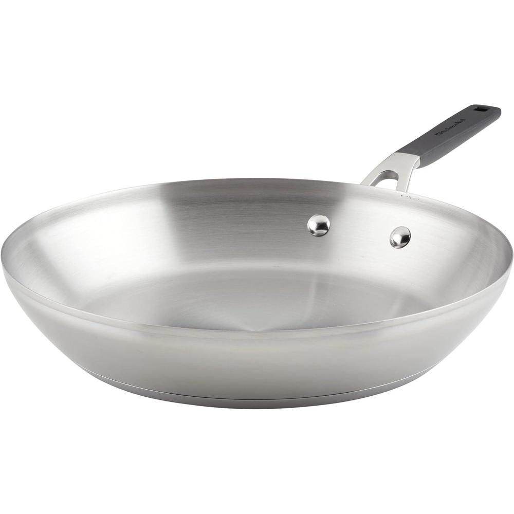 imageKitchenAid 71025 Stainless Steel Frying PanSkillet 12 Inch Brushed Stainless Steel