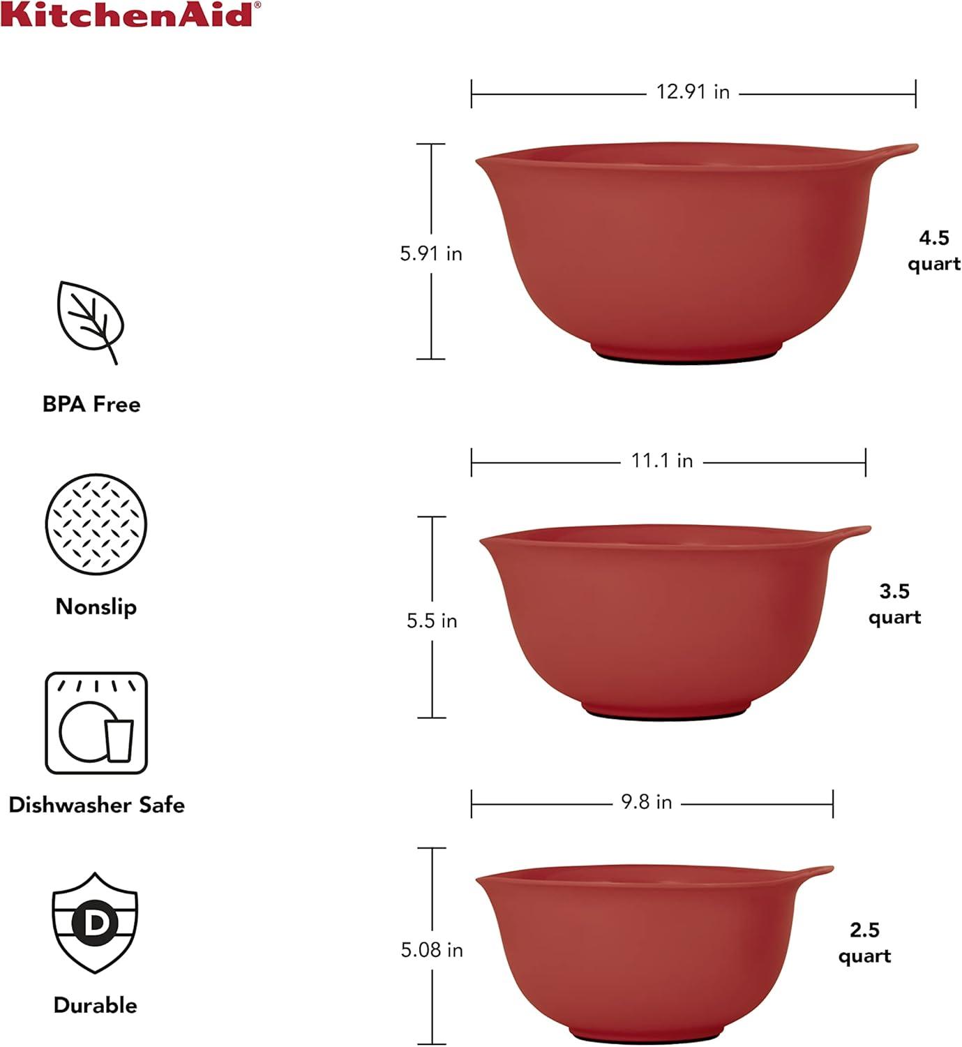 imageKitchenAid Stainless Steel Mixing Bowls Set Of 3Red