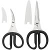 imageKitchenAid Stainless Steel Set of 2 All Purpose and Seafood Shears Set with Soft Touch Handles and Protective Sheath Curved Handle to Cut Crustacean Shell Dishwasher Safe Black