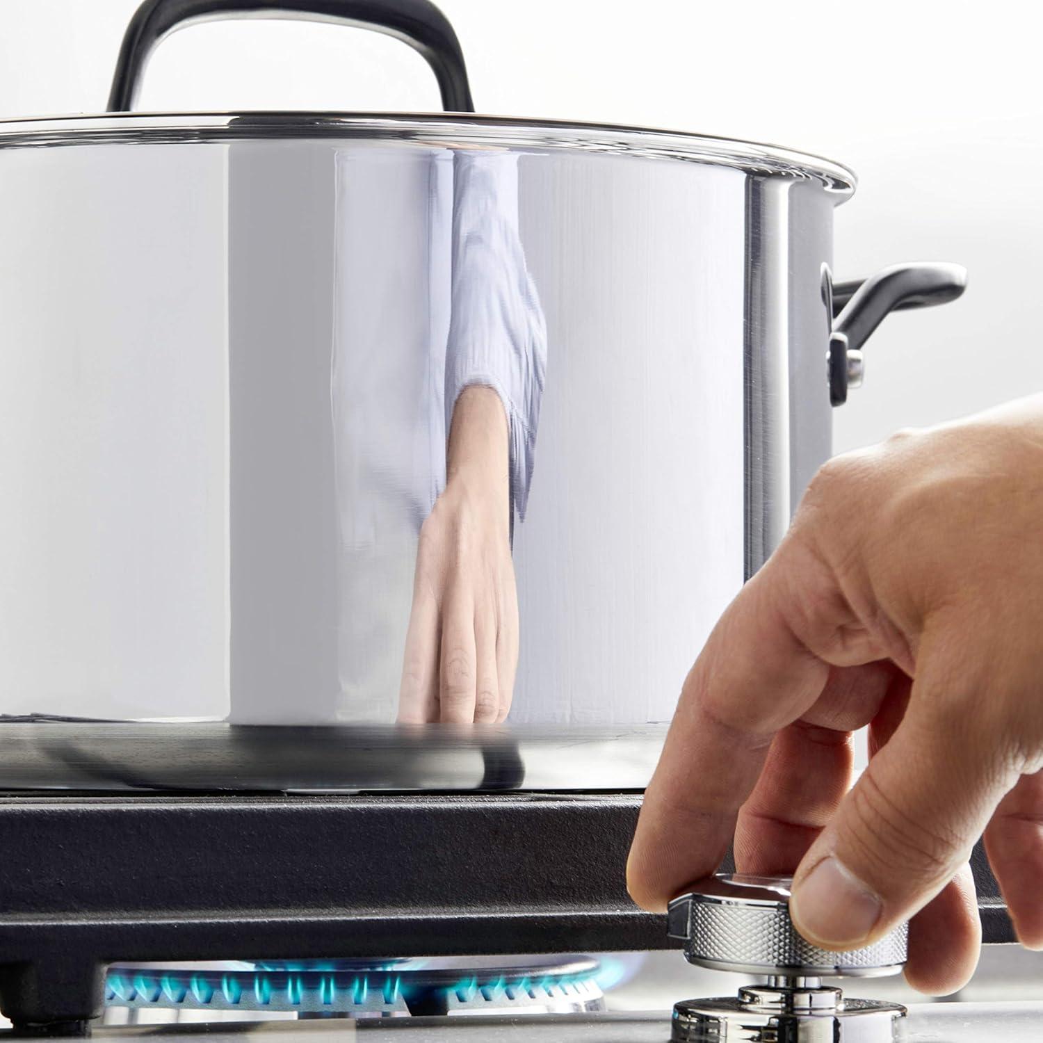 imageKitchenAid 5Ply Clad Polished Stainless Steel Stock PotStockpot with Lid 6 Quart Stainless SteelStainless