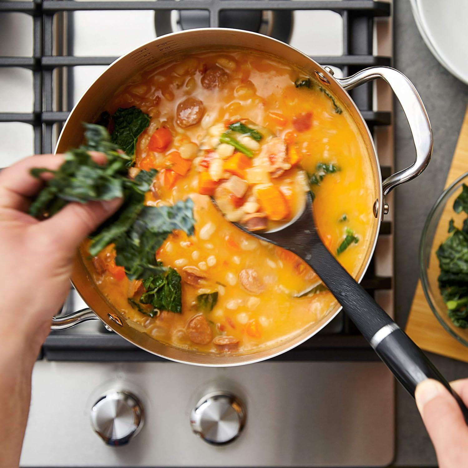 imageKitchenAid 71003 3Ply Base Brushed Stainless Steel Stock PotStockpot with Lid 8 Quart