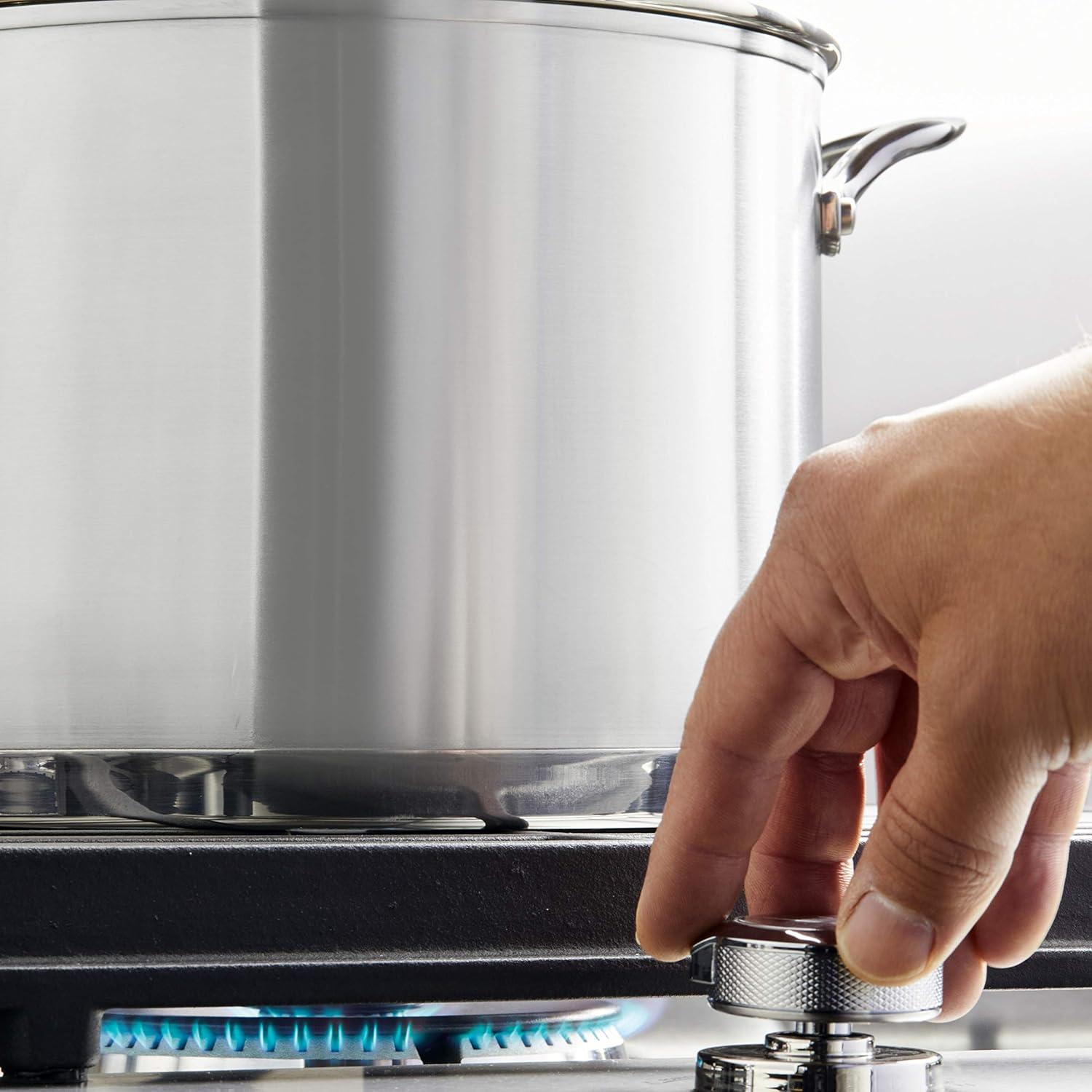 imageKitchenAid 71003 3Ply Base Brushed Stainless Steel Stock PotStockpot with Lid 8 Quart