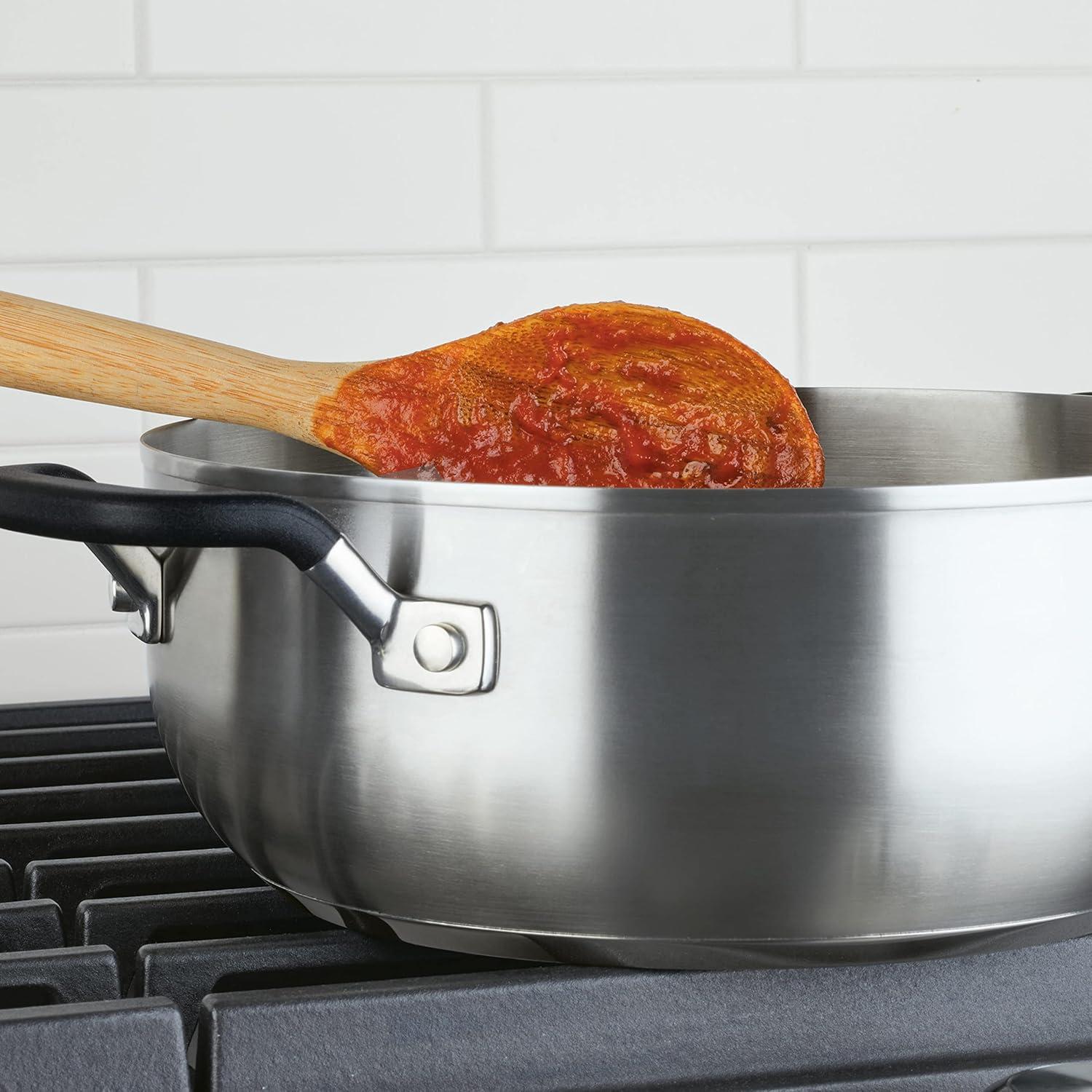 imageKitchenAid 71011 3Ply Base Brushed Stainless Steel Casserole DishPan with Lid 4 QuartBrushed Stainless Steel