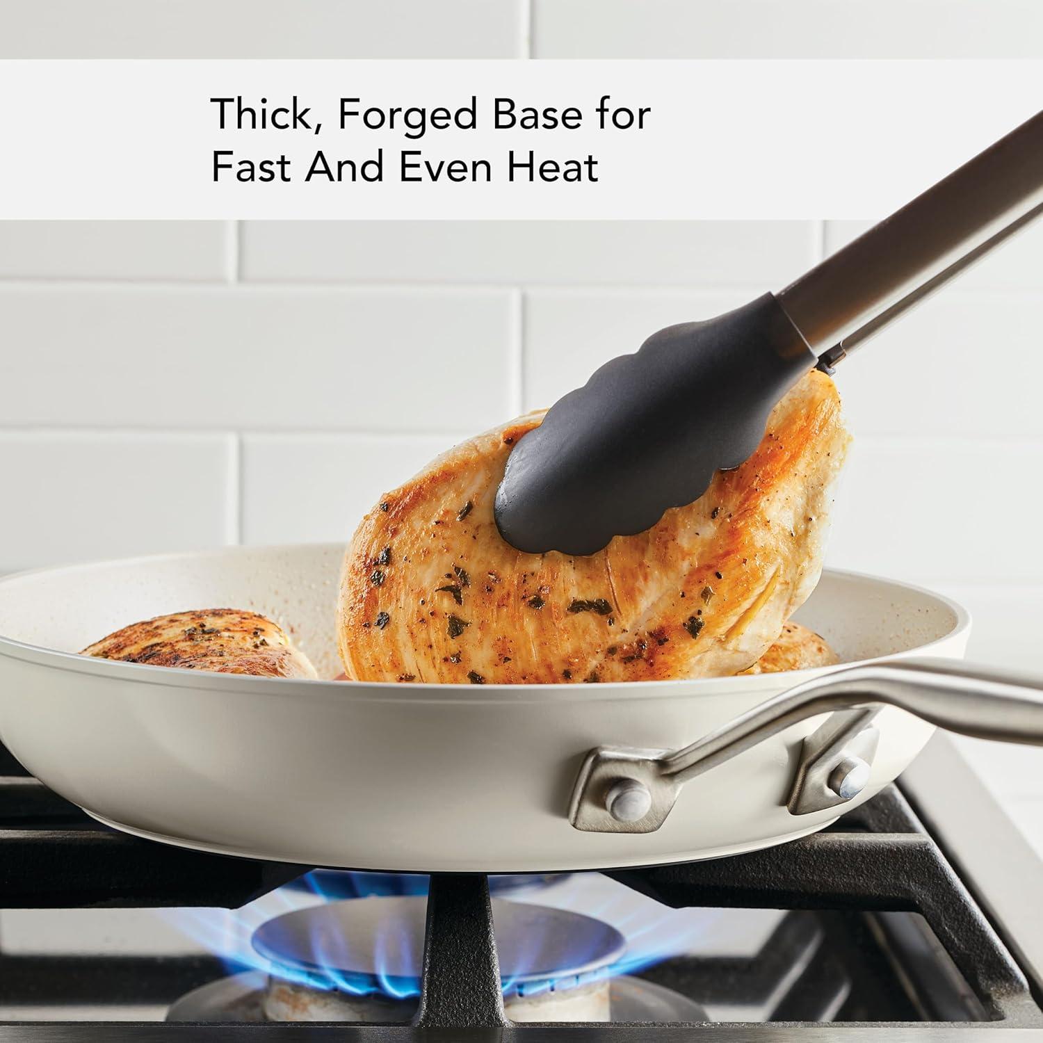 imageKitchenAid Hard Anodized Ceramic Nonstick Cookware FryingSkillet Pan 1225 Inch Non Stick Fry Pan with Stainless Steel Handle Porcelain White