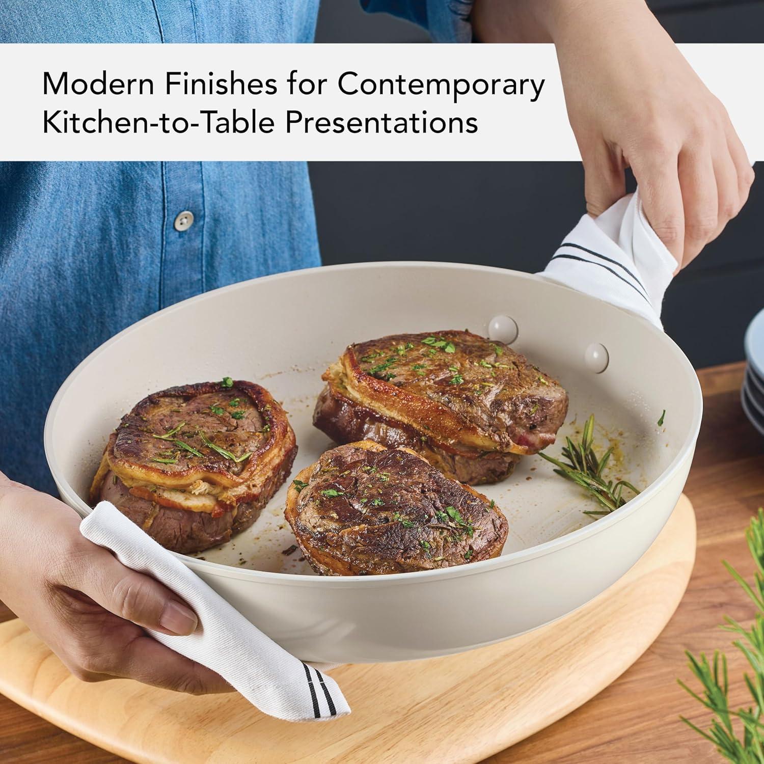 imageKitchenAid Hard Anodized Ceramic Nonstick Cookware FryingSkillet Pan 1225 Inch Non Stick Fry Pan with Stainless Steel Handle Porcelain White