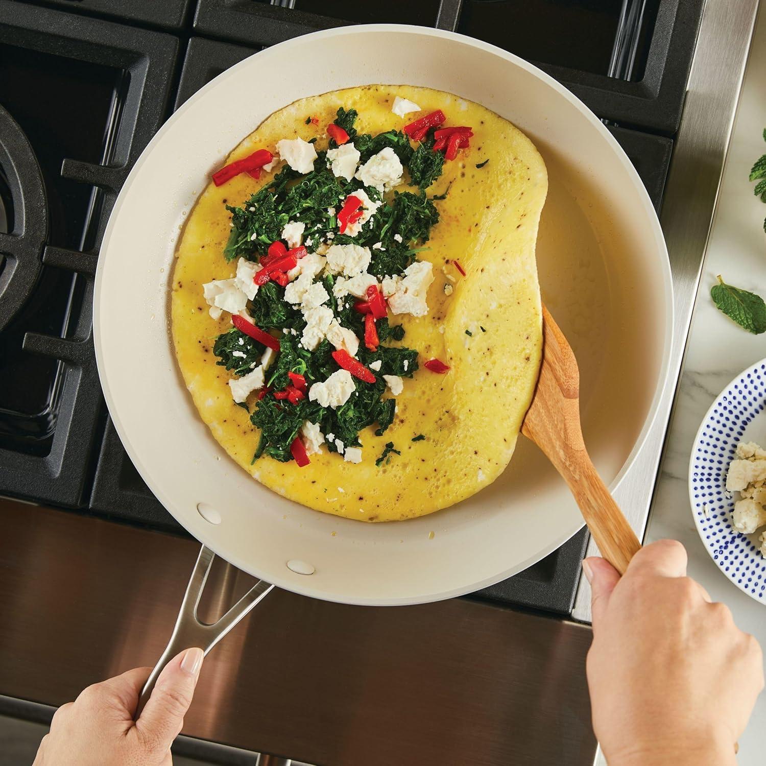 imageKitchenAid Hard Anodized Ceramic Nonstick Cookware FryingSkillet Pan 1225 Inch Non Stick Fry Pan with Stainless Steel Handle Porcelain White