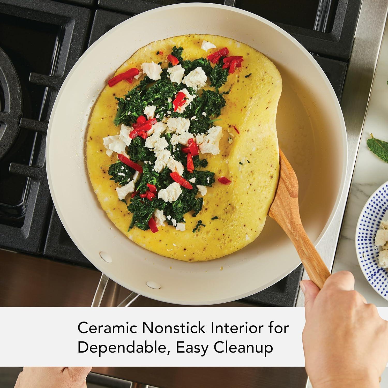 imageKitchenAid Hard Anodized Ceramic Nonstick Cookware FryingSkillet Pan 1225 Inch Non Stick Fry Pan with Stainless Steel Handle Porcelain White