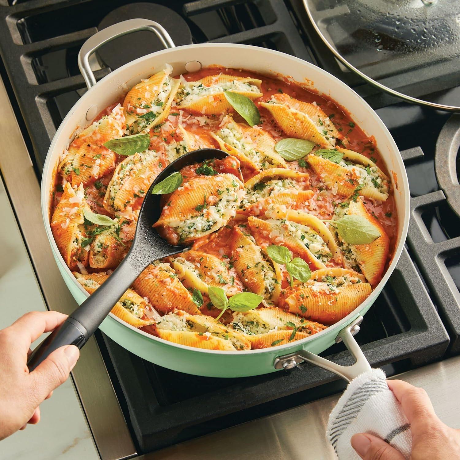 imageKitchenAid Hard Anodized Ceramic Nonstick Saut Pan with Lid 5 Quart PistachioPistachio Green