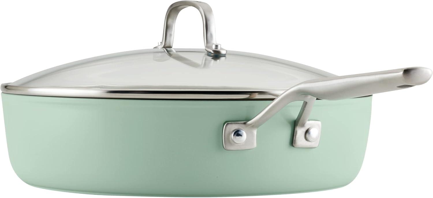 imageKitchenAid Hard Anodized Ceramic Nonstick Saut Pan with Lid 5 Quart PistachioPistachio Green