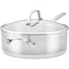 imageKitchenAid 71027 3Ply Base Brushed Stainless Steel Deep Saute Pan with Helper Handle and Lid 45 Quart  Brushed Stainless Steel
