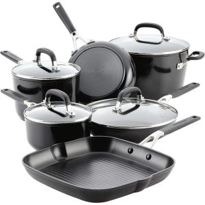 KitchenAid 84800 Hard Anodized Nonstick Cookware Pots and Pans Set, 10 Piece – Onyx Black