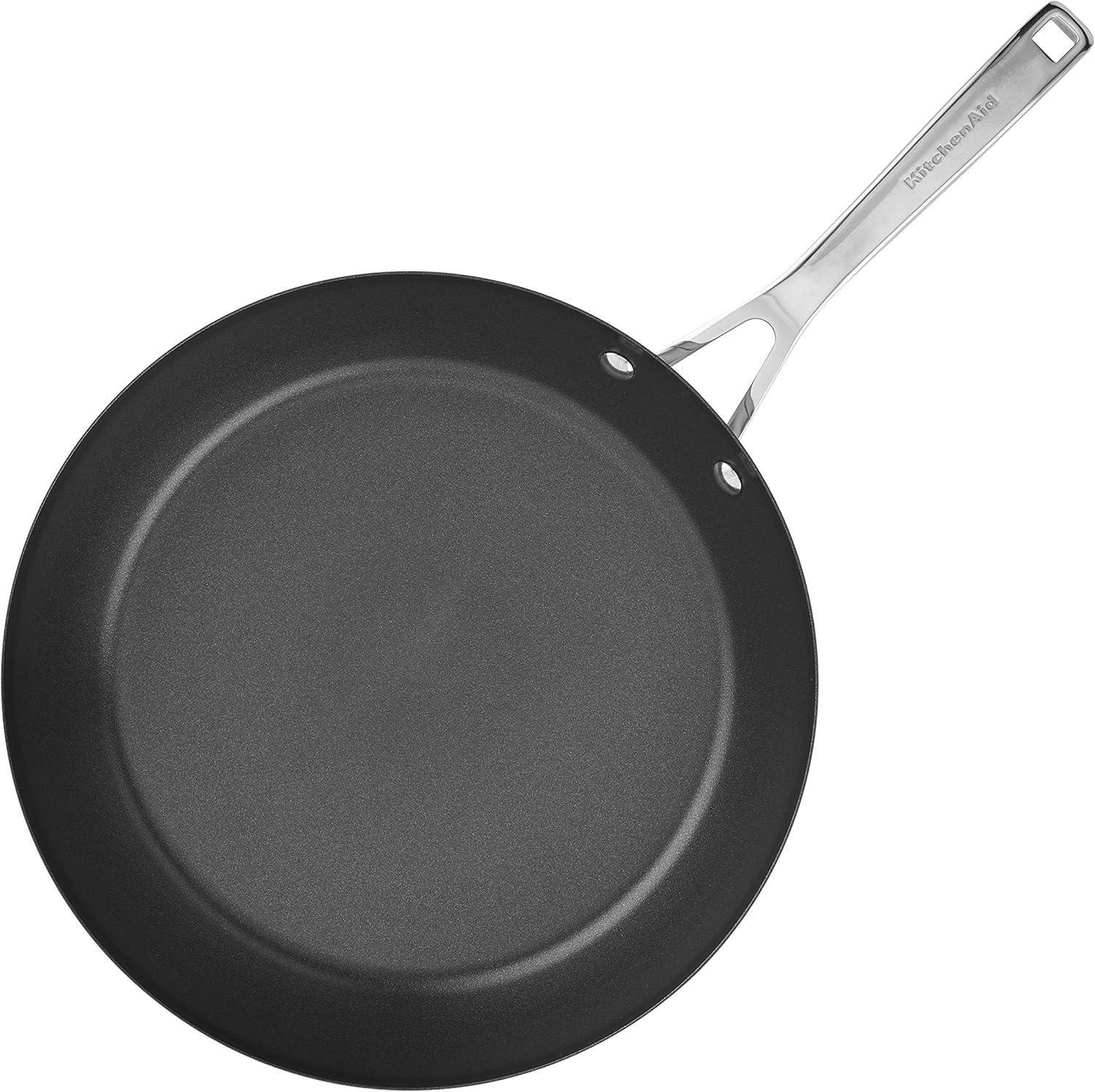 imageKitchenAid 71010 3Ply Base Brushed Stainless Steel Nonstick Frying PanFry PanSkillet 12 Inch12 Inch