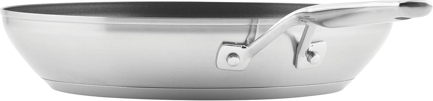 imageKitchenAid 71010 3Ply Base Brushed Stainless Steel Nonstick Frying PanFry PanSkillet 12 Inch12 Inch
