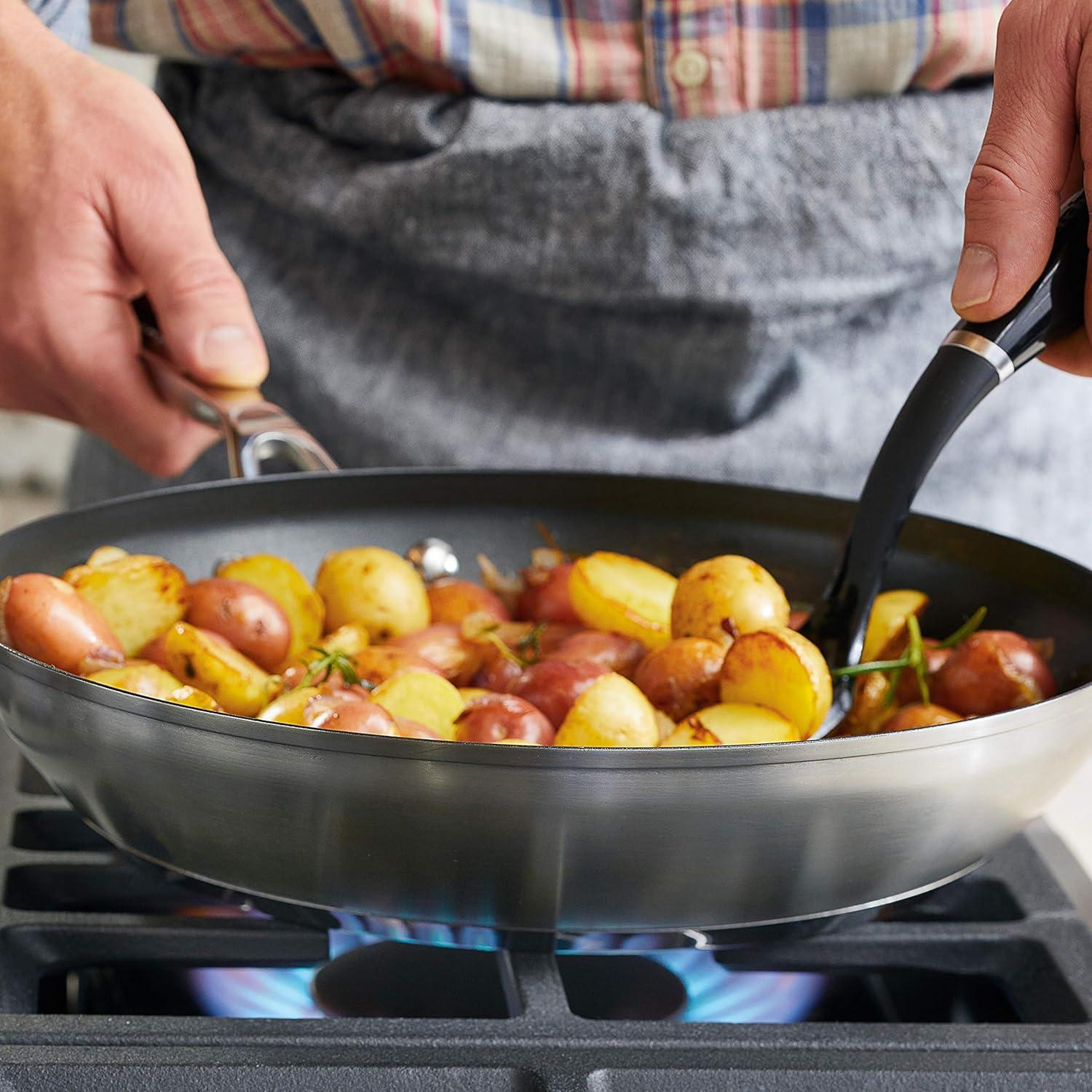 imageKitchenAid 71010 3Ply Base Brushed Stainless Steel Nonstick Frying PanFry PanSkillet 12 Inch12 Inch