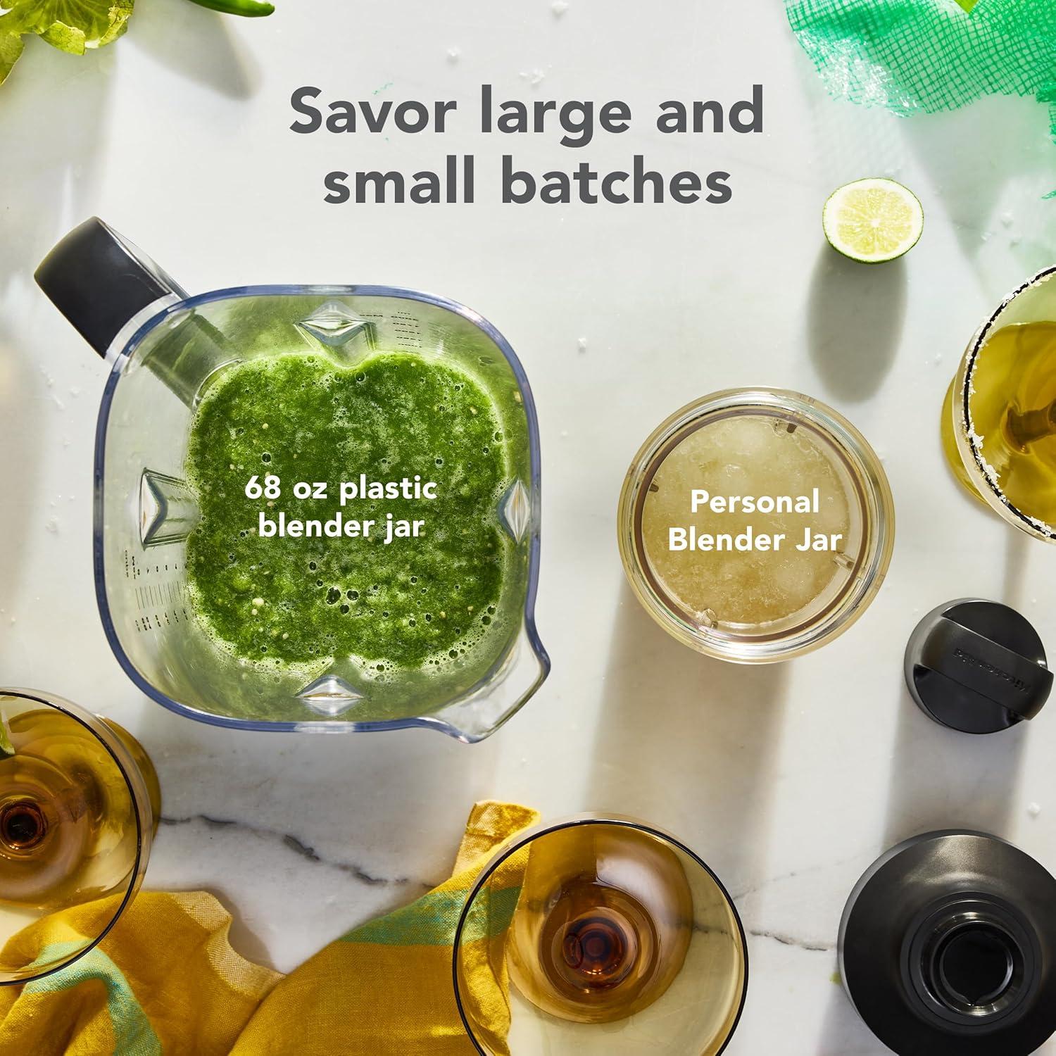 imageKitchenAid Pure Power Blender with 2 Personal Blending Jars KSB2078 Matte Charcoal GreyPorcelain White