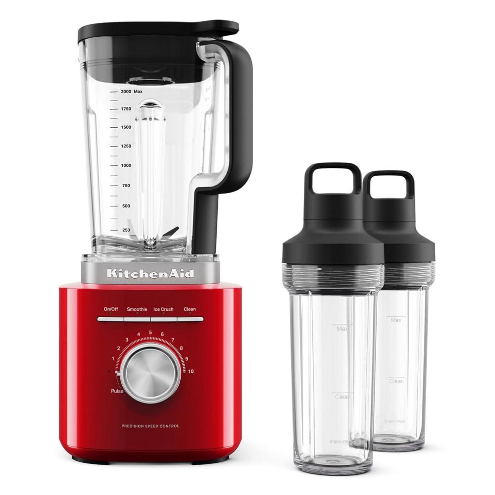 imageKitchenAid Pure Power Blender with 2 Personal Blending Jars KSB2078 Matte Charcoal GreyEmpire Red