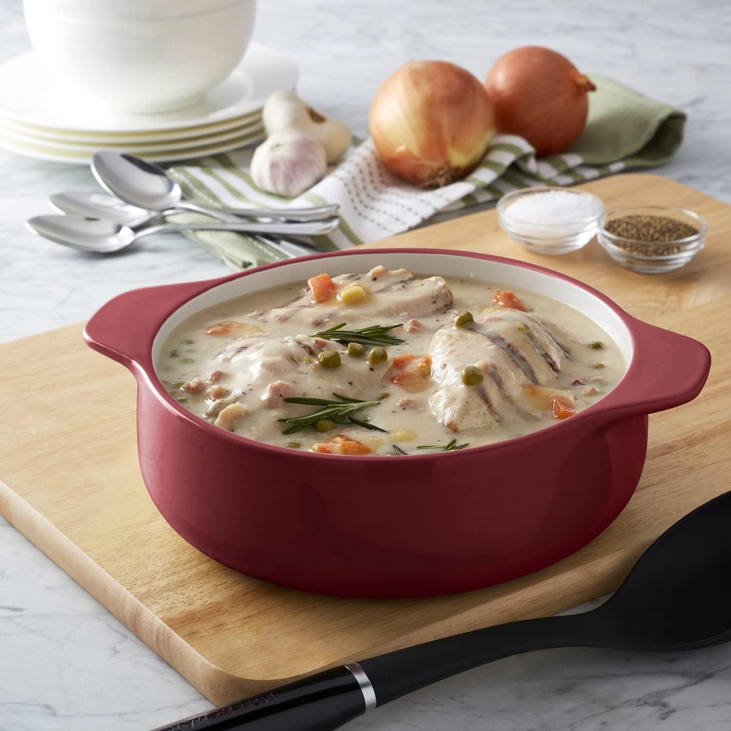 imageKitchenAid Vitrified Stoneware Round Casserole Baker 2Quart RedRed