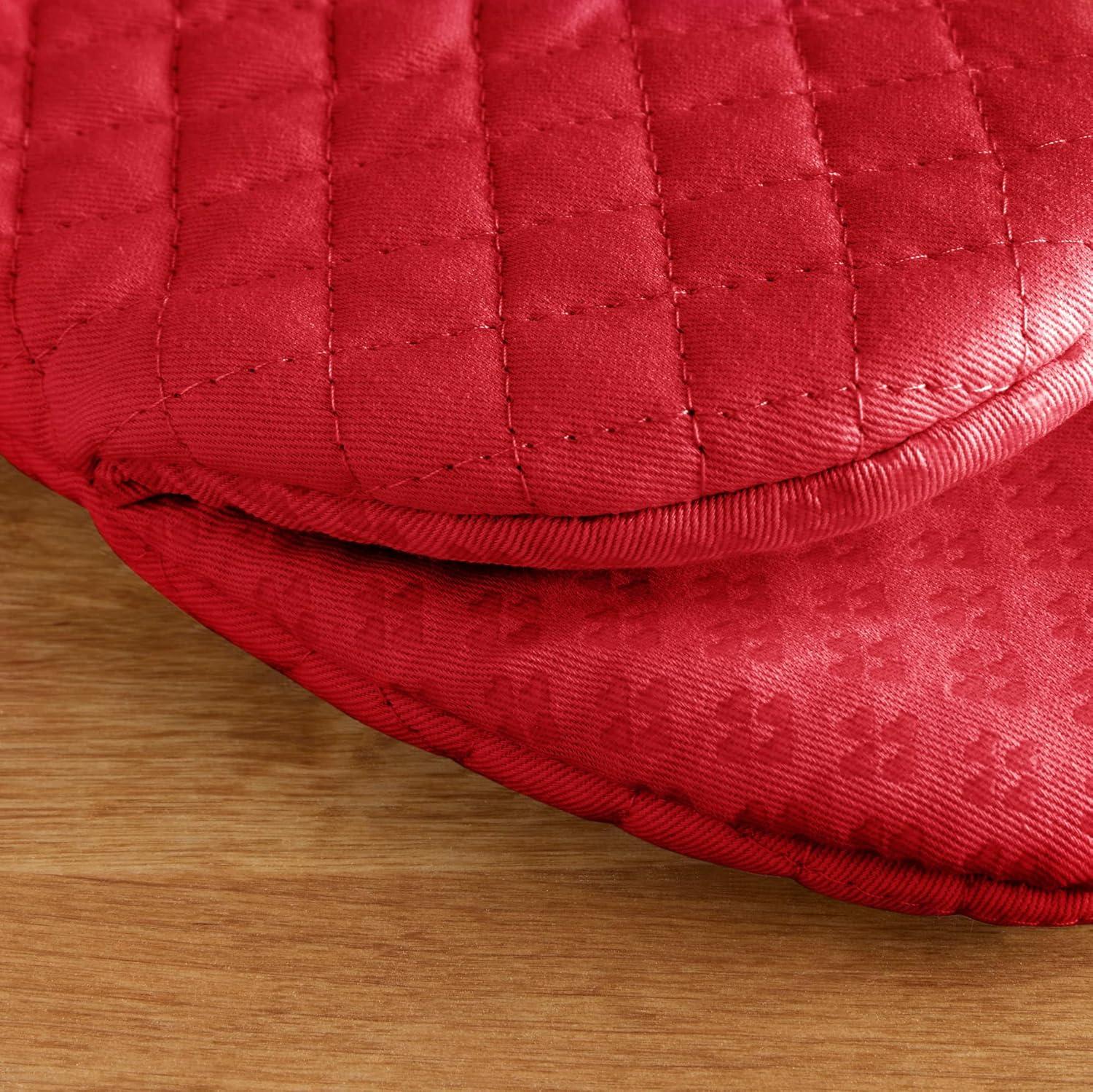 imageKitchenAid Asteroid Mini Oven Mitt Set 55x8 Dark Green 2 PieceFire Red