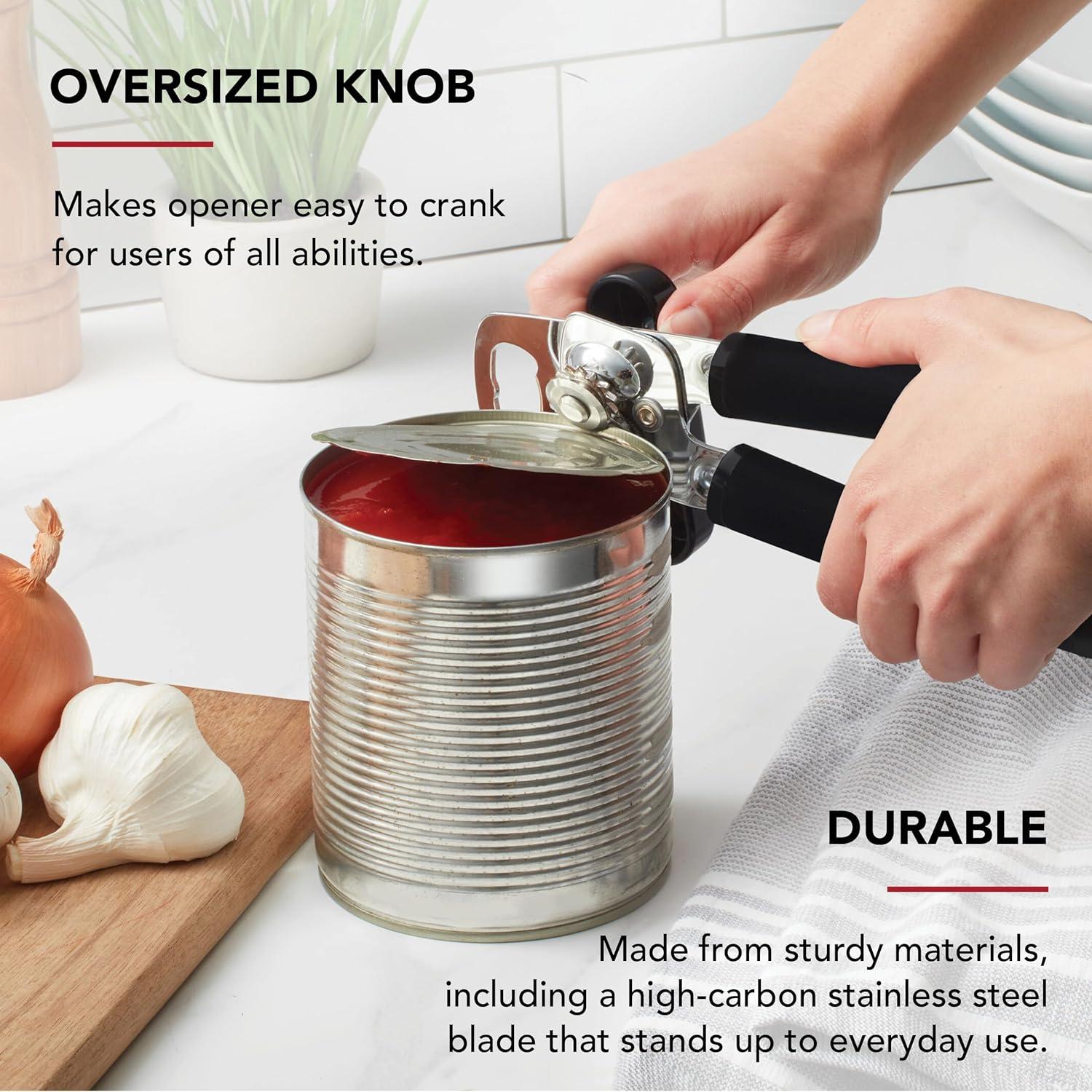 imageKitchenAid Classic Multifunction Can Opener and Bottle Opener Easy to Use Razor Sharp Stainless Steel Cutting Wheel Soft Ergonomic Handles Soft Black