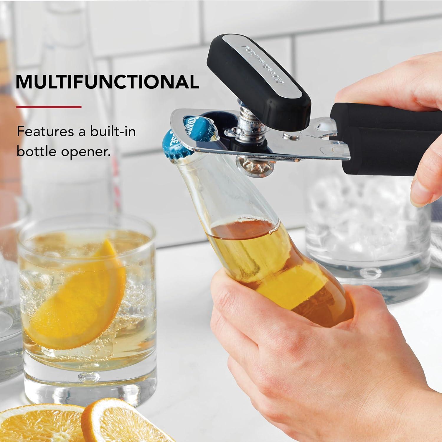 imageKitchenAid Classic Multifunction Can Opener and Bottle Opener Easy to Use Razor Sharp Stainless Steel Cutting Wheel Soft Ergonomic Handles Soft Black