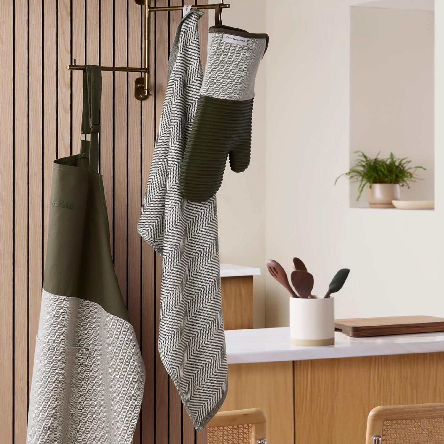 imageKitchenAid Evergreen Design Series Heavyweight Textured Oversized Kitchen Towels 3Pack Set Absorbent 100 Cotton DualPurpose Deep Forest Green 18x28