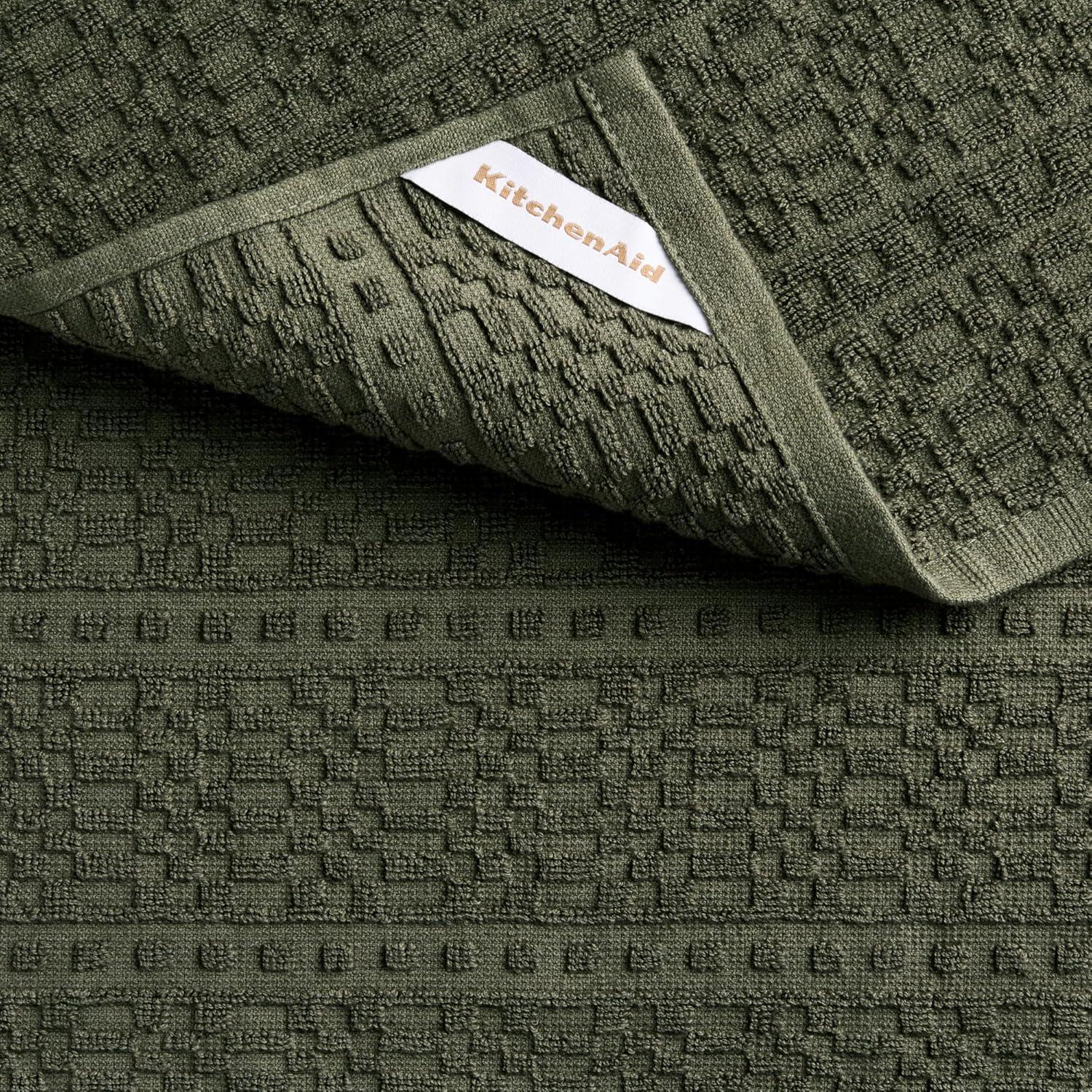 imageKitchenAid Evergreen Design Series Heavyweight Textured Oversized Kitchen Towels 3Pack Set Absorbent 100 Cotton DualPurpose Deep Forest Green 18x28