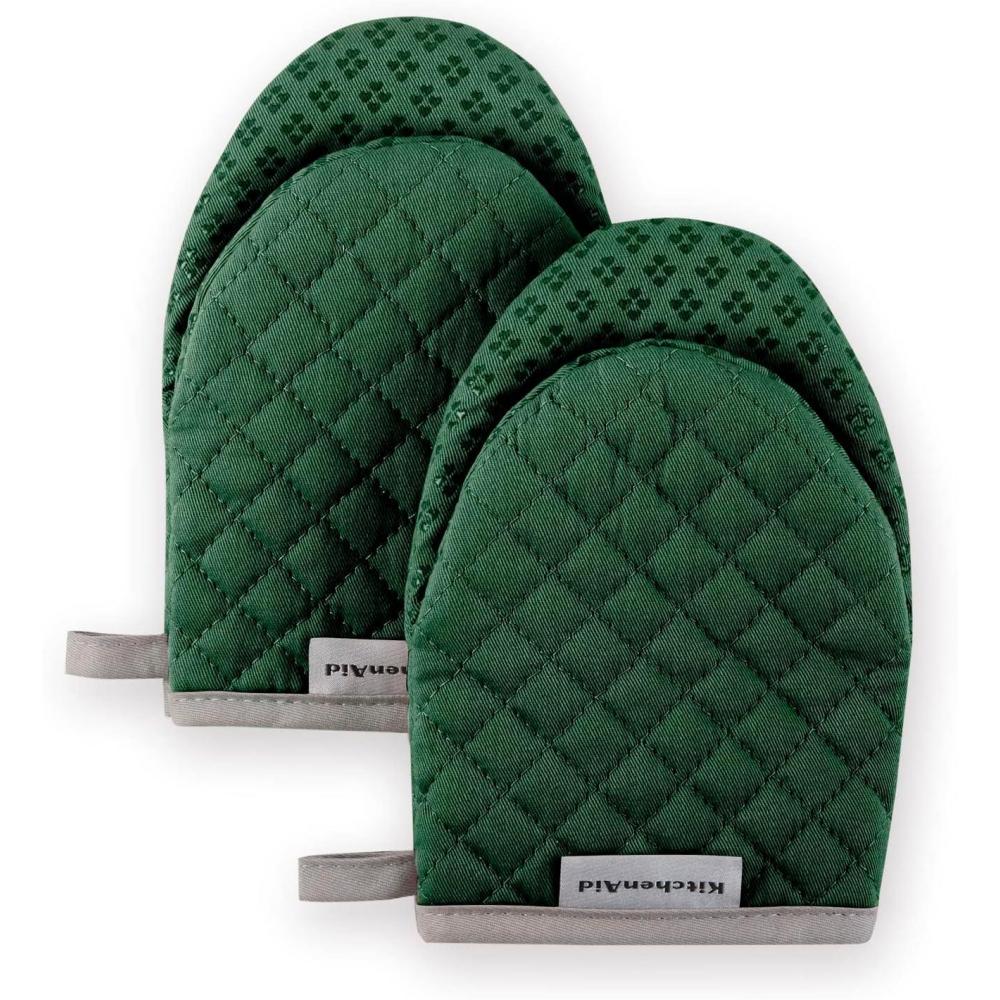 imageKitchenAid Asteroid Mini Oven Mitt Set 55x8 Dark Green 2 PiecePebbled Palm Green