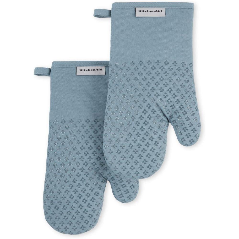 imageKitchenAid Asteroid Oven Mitt Set 7x125 Pistachio Green 2 PieceFog Blue