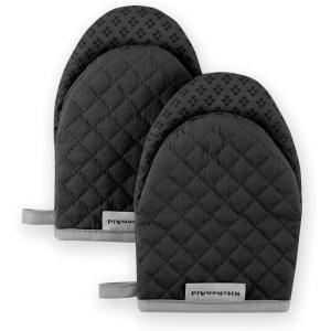 KitchenAid Asteroid Mini Oven Mitt Set, 5.5″x8″, Dark Green, 2 Piece(Black)