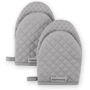 KitchenAid Asteroid Mini Oven Mitt Set, 5.5″x8″, Dark Green, 2 Piece(Gray)