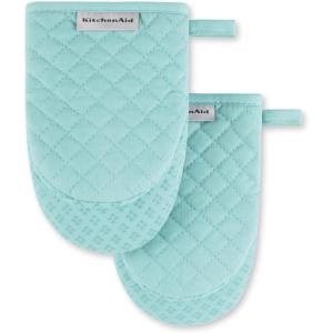 KitchenAid Asteroid Mini Oven Mitt Set, 5.5″x8″, Dark Green, 2 Piece(Mineral Water)