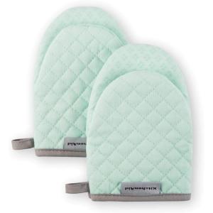 KitchenAid Asteroid Mini Oven Mitt Set, 5.5″x8″, Dark Green, 2 Piece(Mineral Water Aqua)