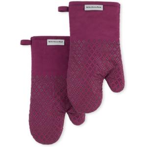 KitchenAid Asteroid Oven Mitt Set, 7″x12.5″, Pistachio Green, 2 Piece(Beet)