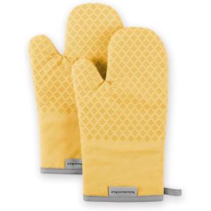 KitchenAid Asteroid Oven Mitt Set, 7″x12.5″, Pistachio Green, 2 Piece(Buttercup Yellow)