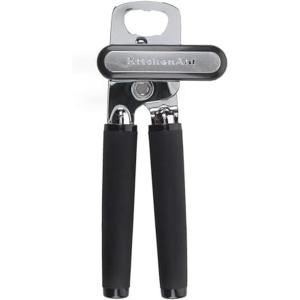 KitchenAid Classic Multifunction Can Opener and Bottle Opener Easy to Use, Razor Sharp Stainless Steel Cutting Wheel, Soft Ergonomic Handles, Soft Black