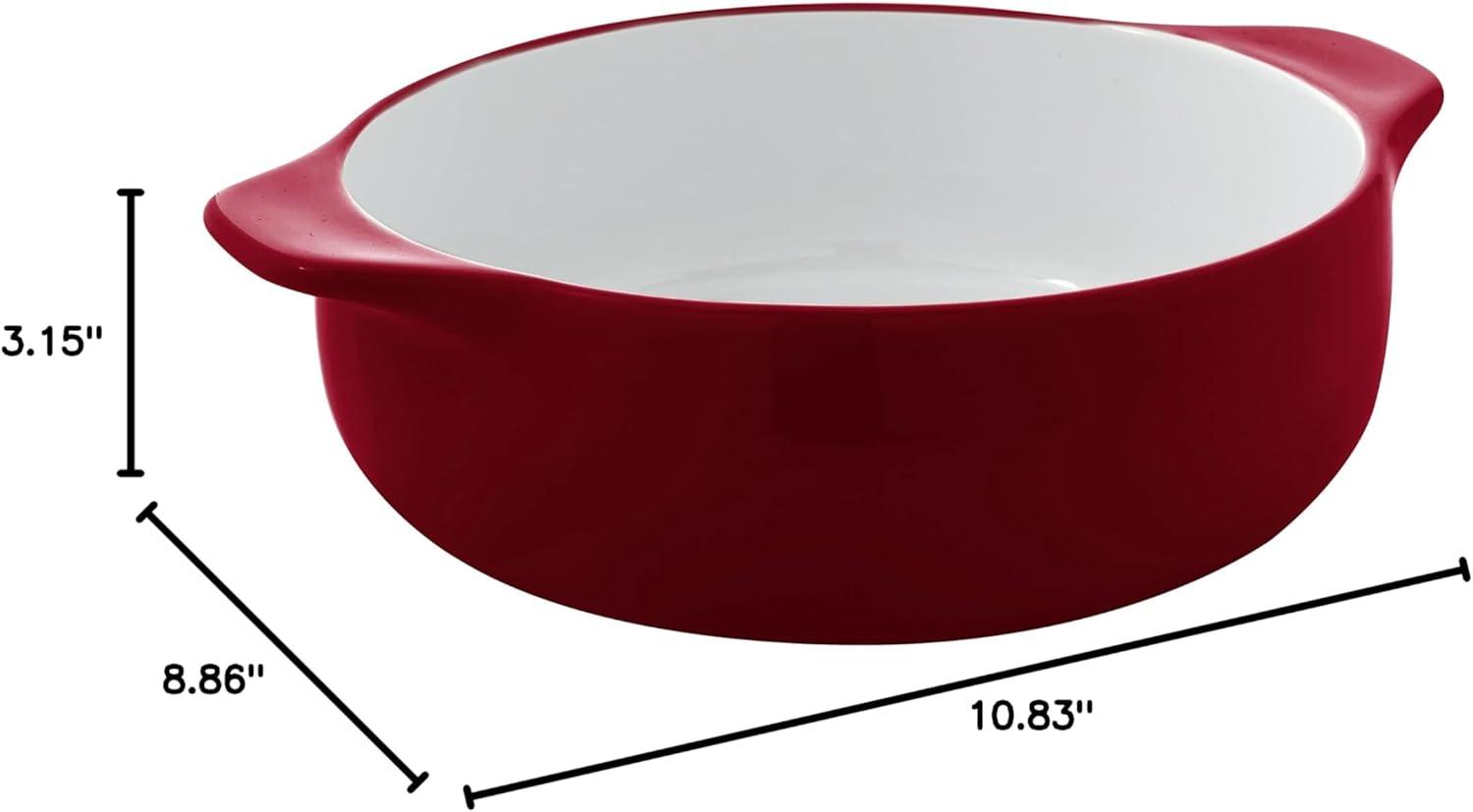imageKitchenAid Vitrified Stoneware Round Casserole Baker 2Quart PistachioRed