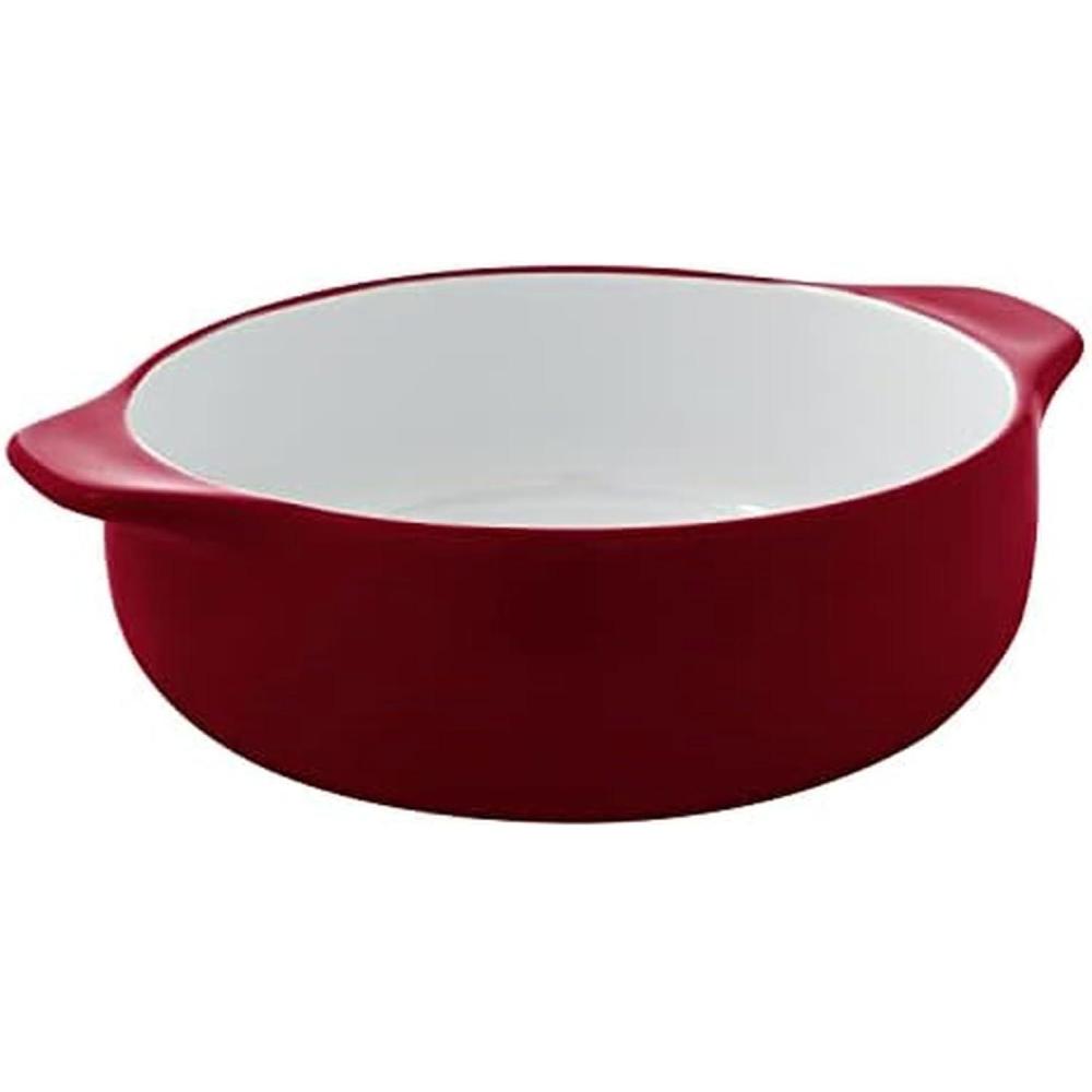 imageKitchenAid Vitrified Stoneware Round Casserole Baker 2Quart PistachioRed
